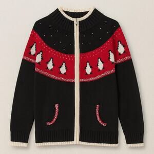 Cottagecore Grannycore Beaded Sequin Penguin Sweater Cardigan animal kawaii cozy